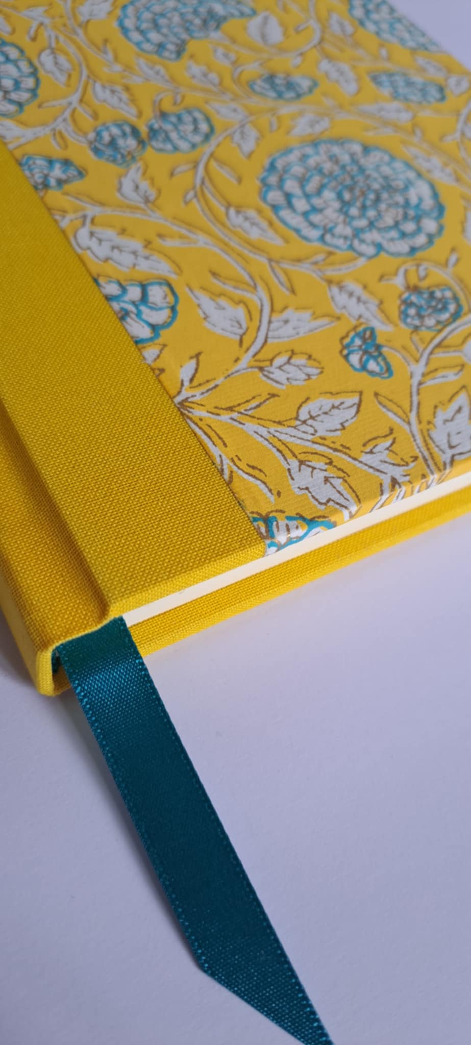 A5 Journal/Notebook (blank) - yellow cloth bound with floral design front cover