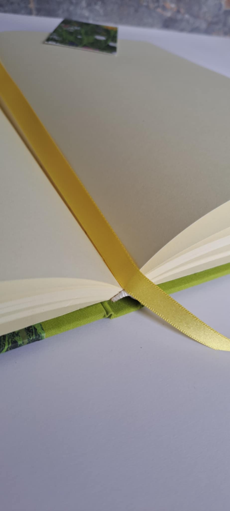 A5 Journal/Notebook (blank) - lime green cloth bound with eye-catching wildflower design front cover