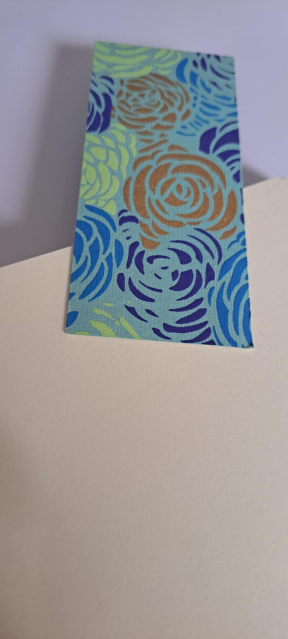A5 Journal/Notebook (blank) - blue/grey cloth bound with turquoise and blue floral design front cover