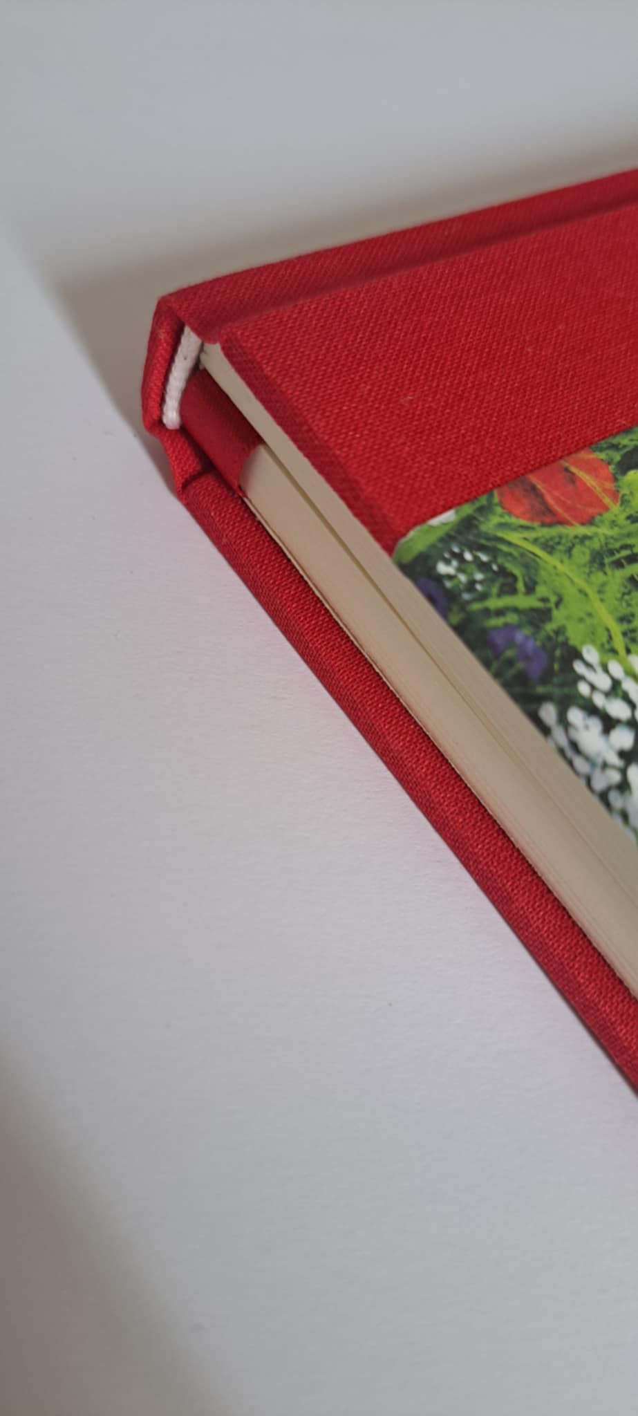 A5 Journal/Notebook (lined)- red cloth bound with wildflower floral design front cover