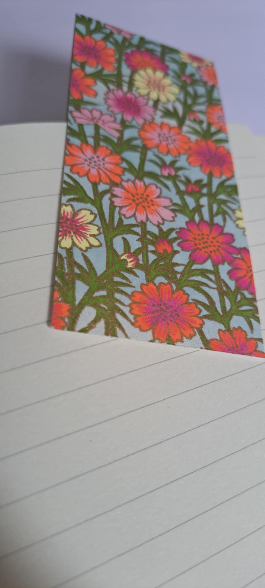 A5 Journal/Notebook (lined)- lime cloth bound with floral design front cover