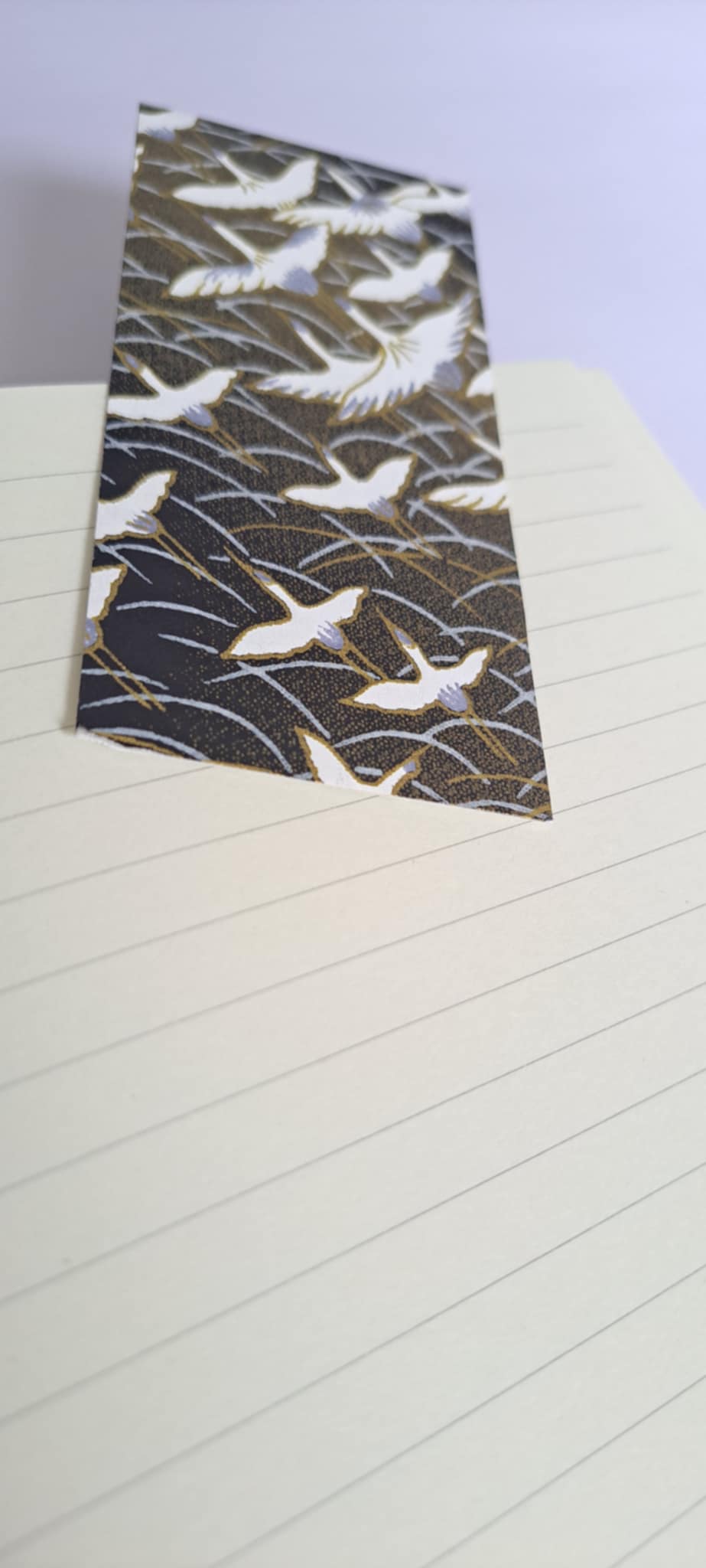 A5 Journal/Notebook (lined)- dark blue cloth bound with Japanese cranes design front cover