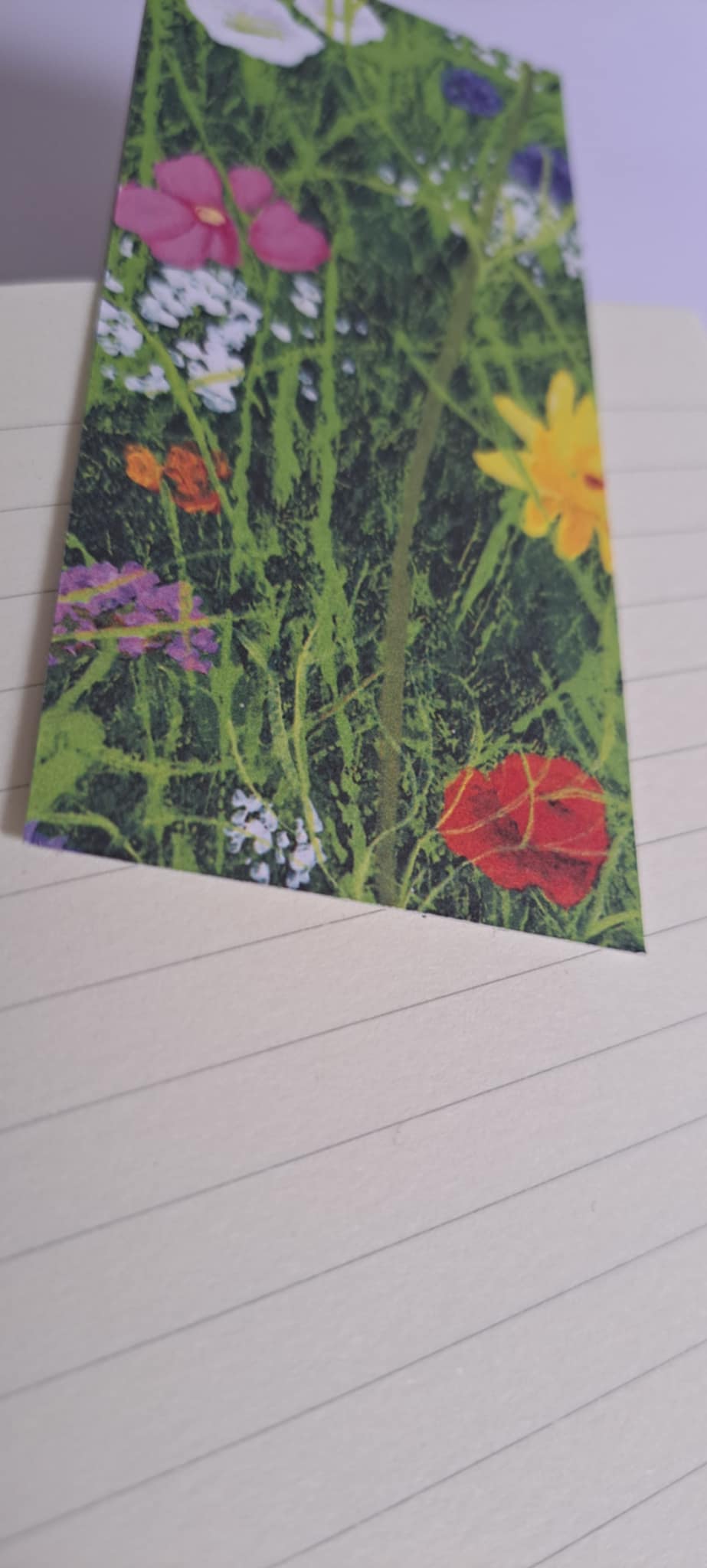 A5 Journal/Notebook (lined)- red cloth bound with wildflower floral design front cover