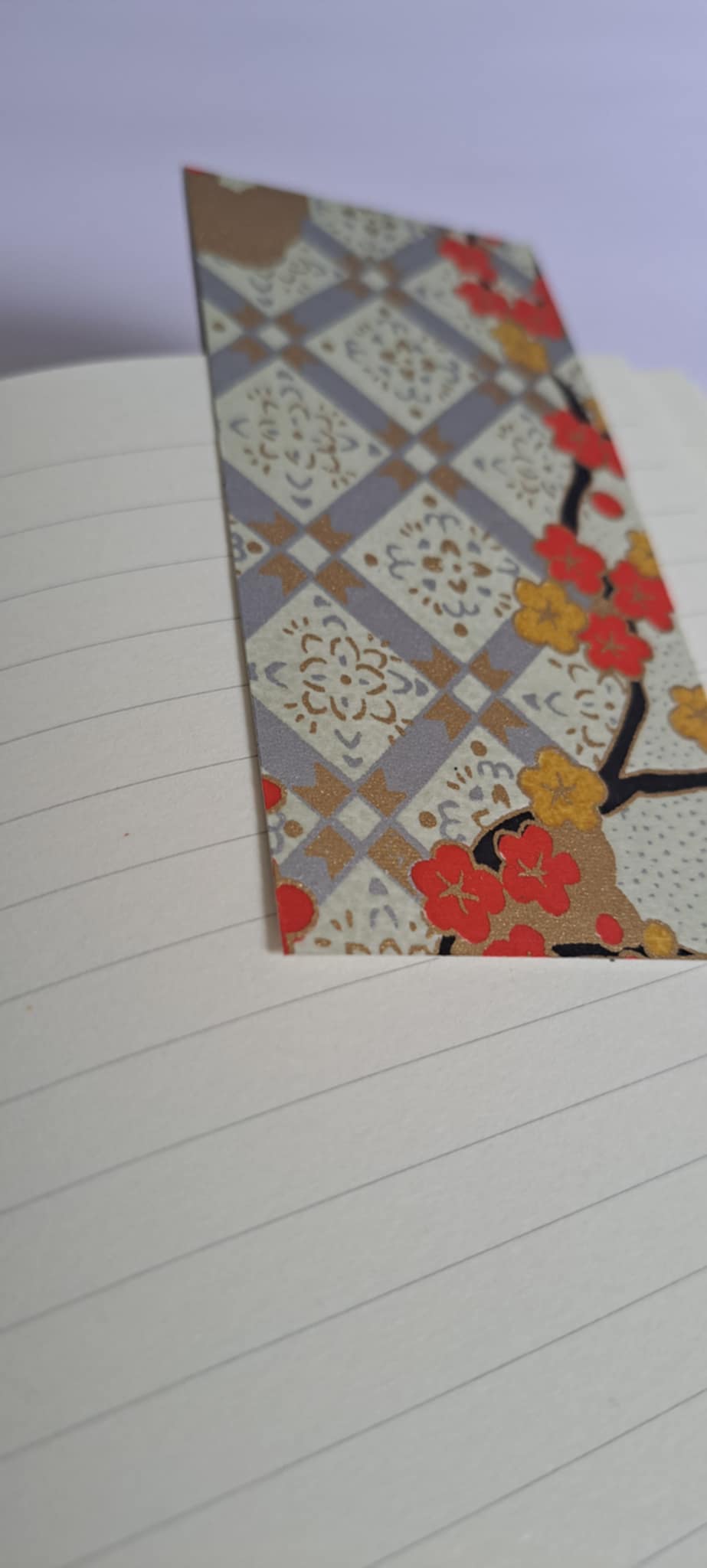 A5 Journal/Notebook (lined) - silver grey cloth bound with Japanese blossom design front cover