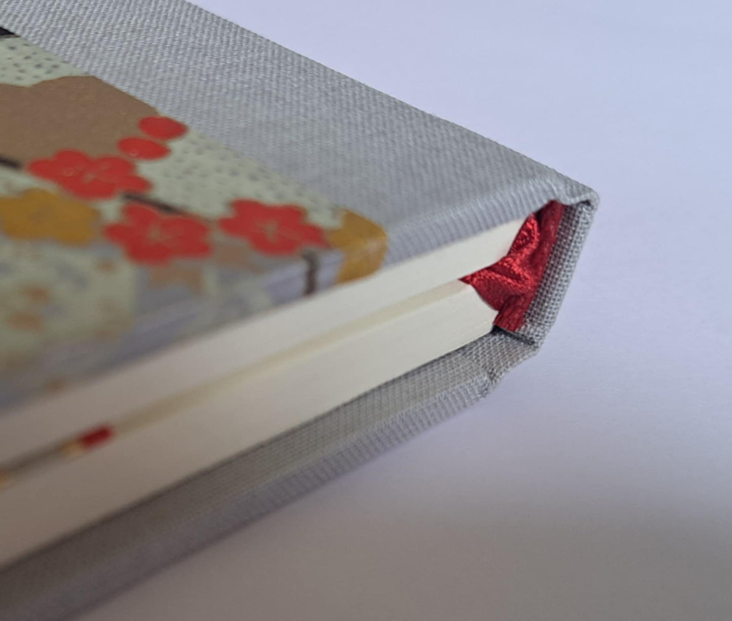 A5 Journal/Notebook (lined) - silver grey cloth bound with Japanese blossom design front cover