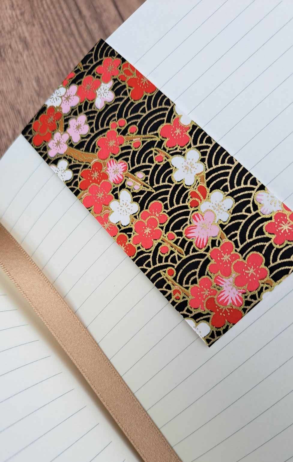 A5 Journal/Notebook (lined)- red cloth bound with red floral design front cover