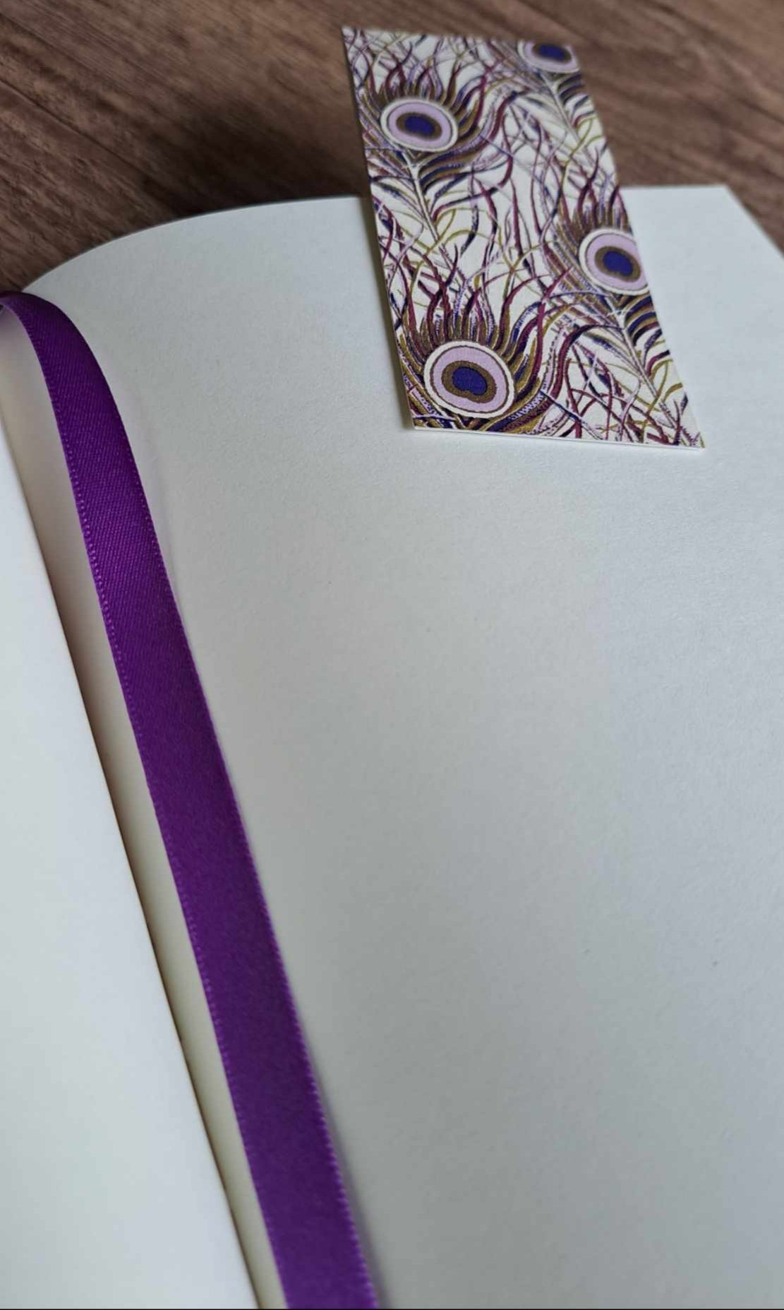 A5 Journal/Notebook (blank) - lilac cloth bound with peacock design front cover