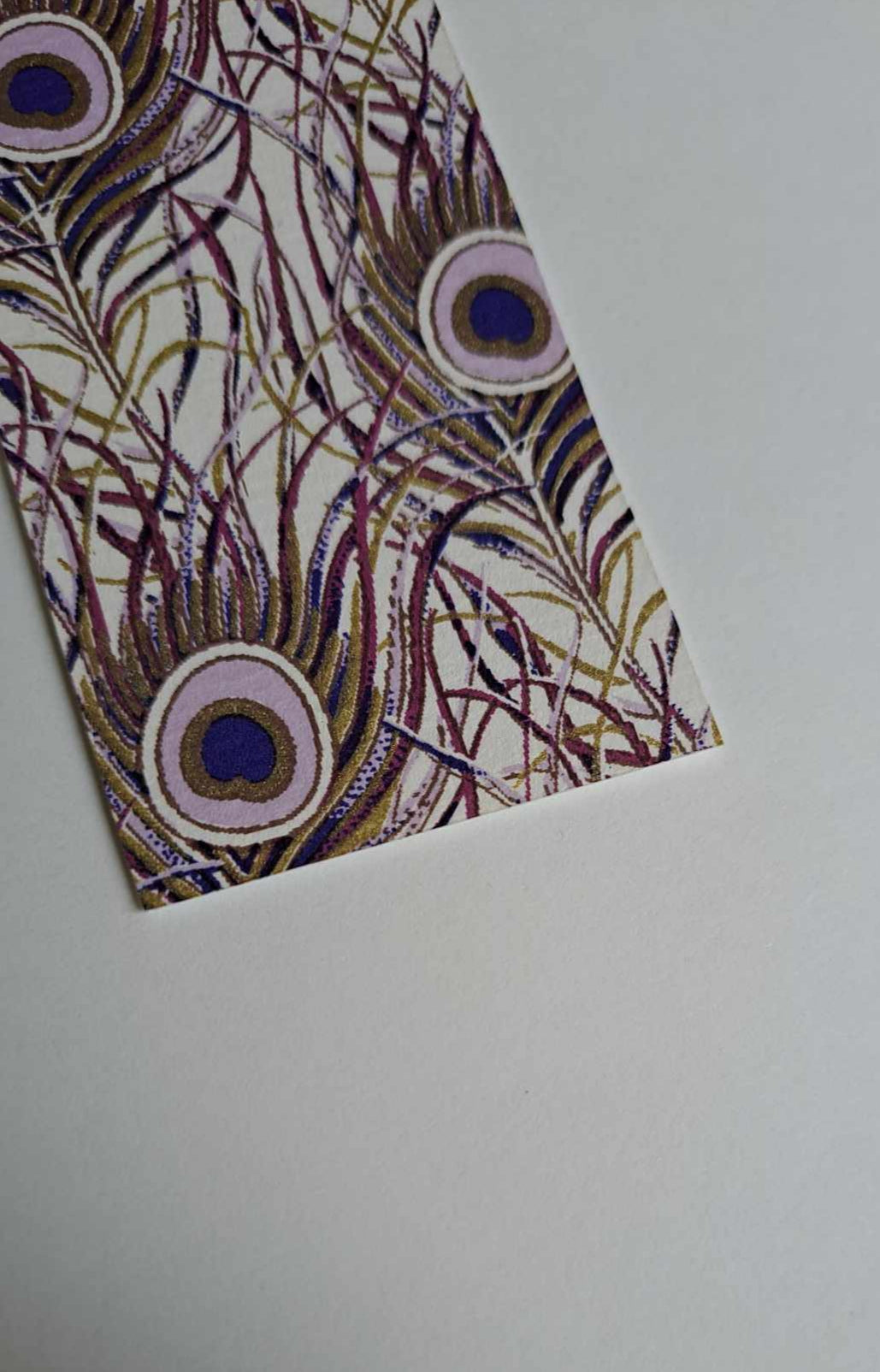 A5 Journal/Notebook (blank) - lilac cloth bound with peacock design front cover