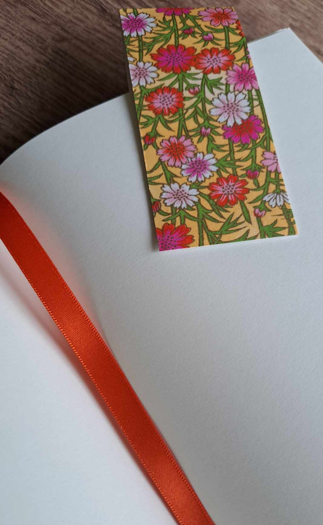 A5 Journal/Notebook (blank) - orange cloth bound with pink floral design front cover