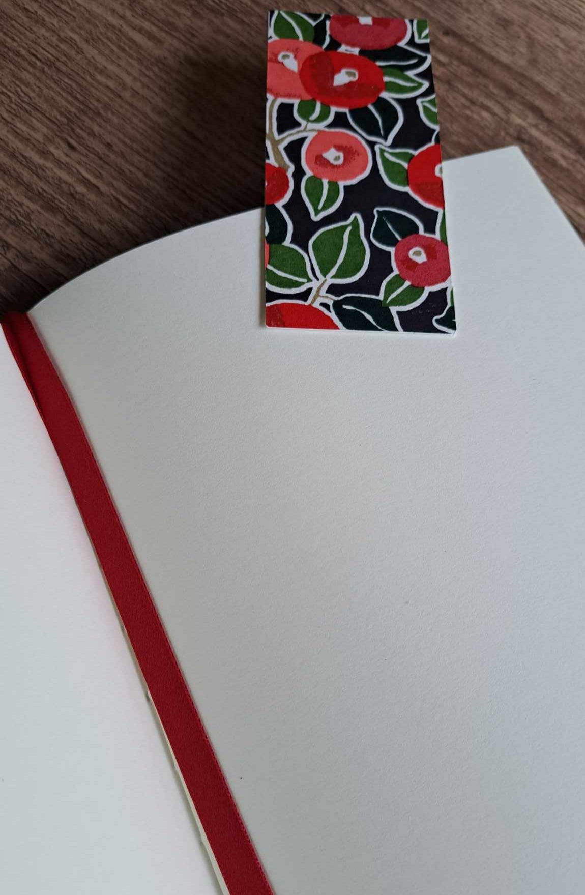 A5 Journal/Notebook (blank) - green cloth bound with pink and red floral design front cover