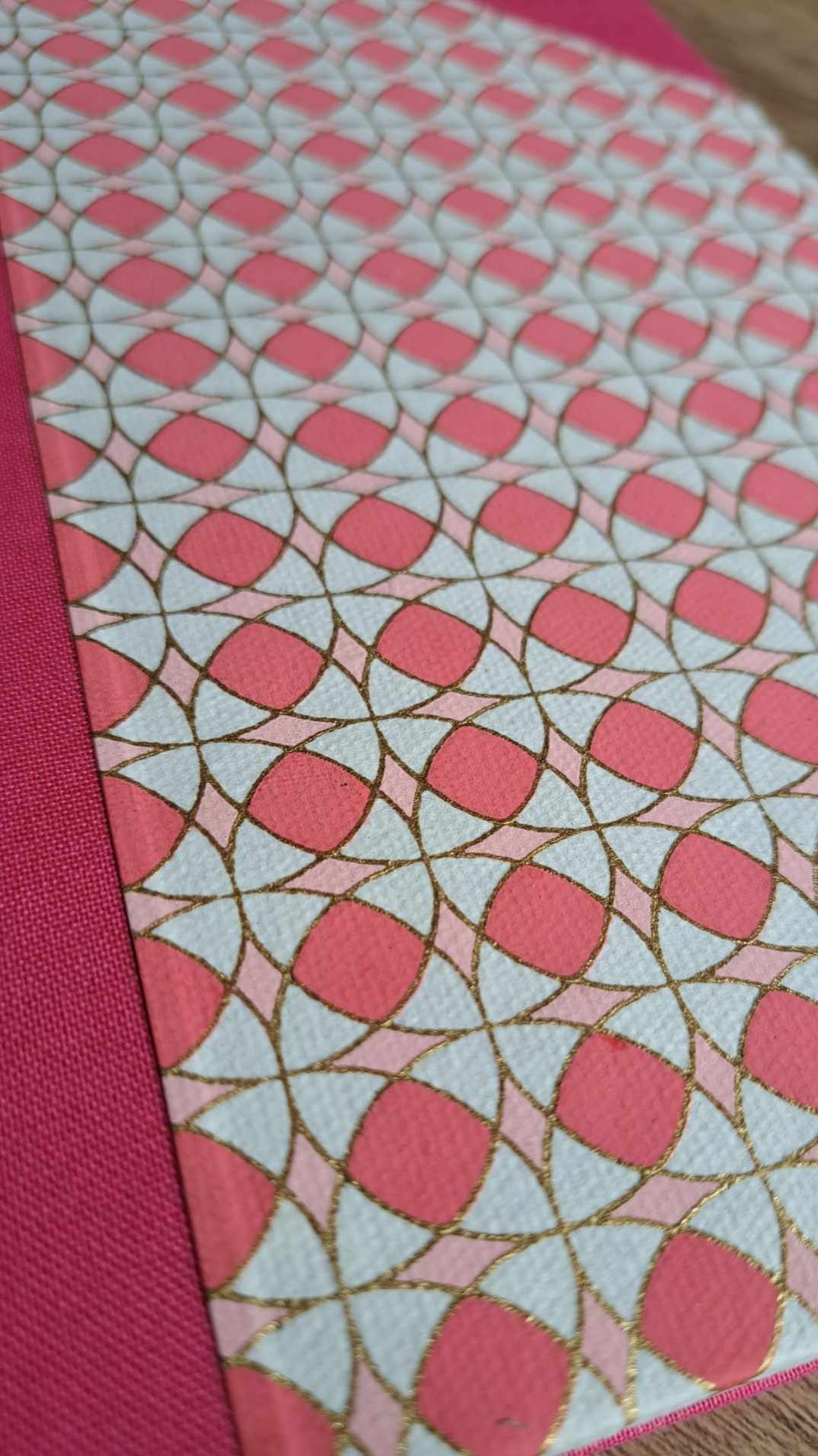 A5 Journal/Notebook (blank) - pink cloth bound with pink geometric design front cover