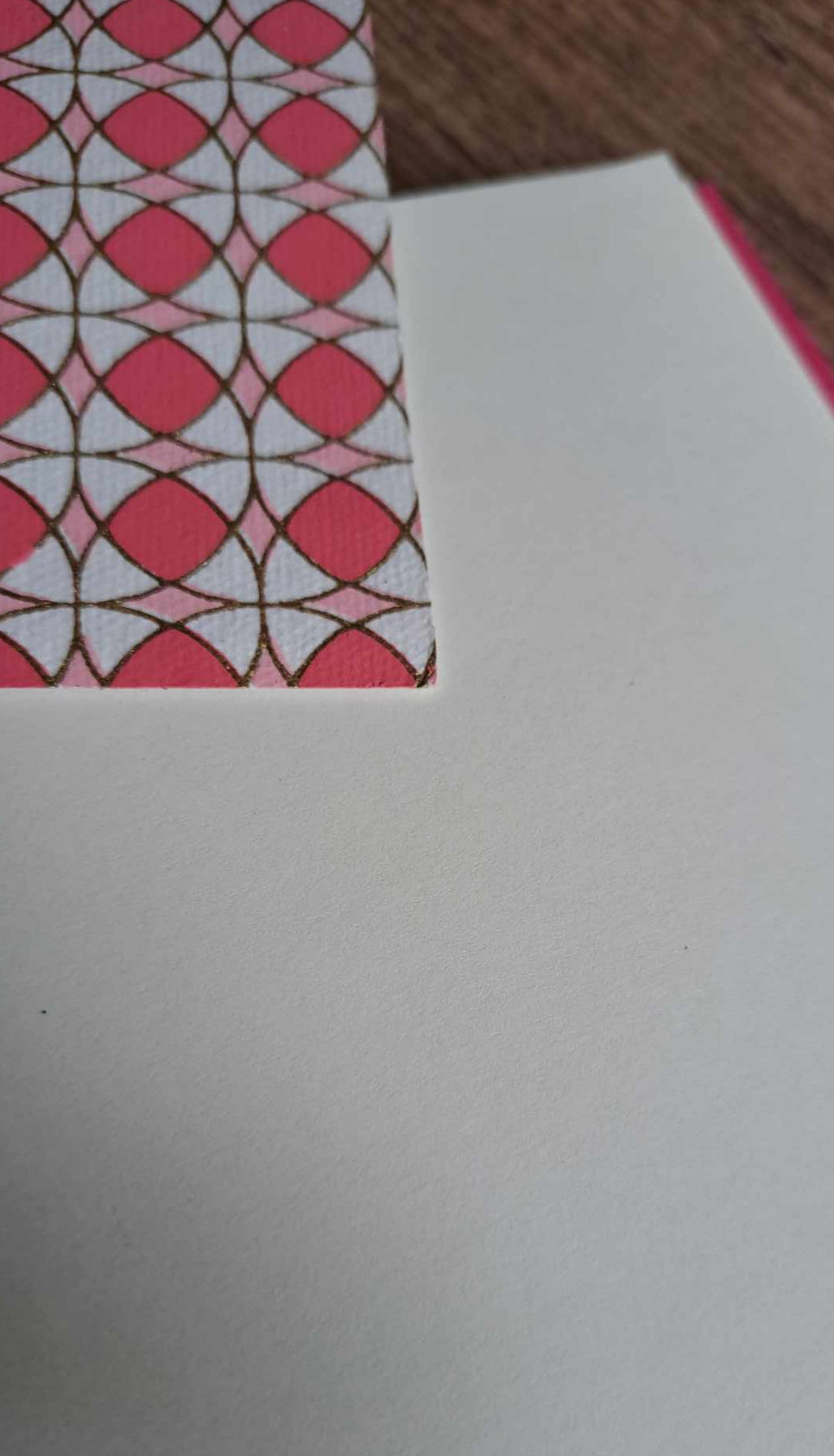 A5 Journal/Notebook (blank) - pink cloth bound with pink geometric design front cover