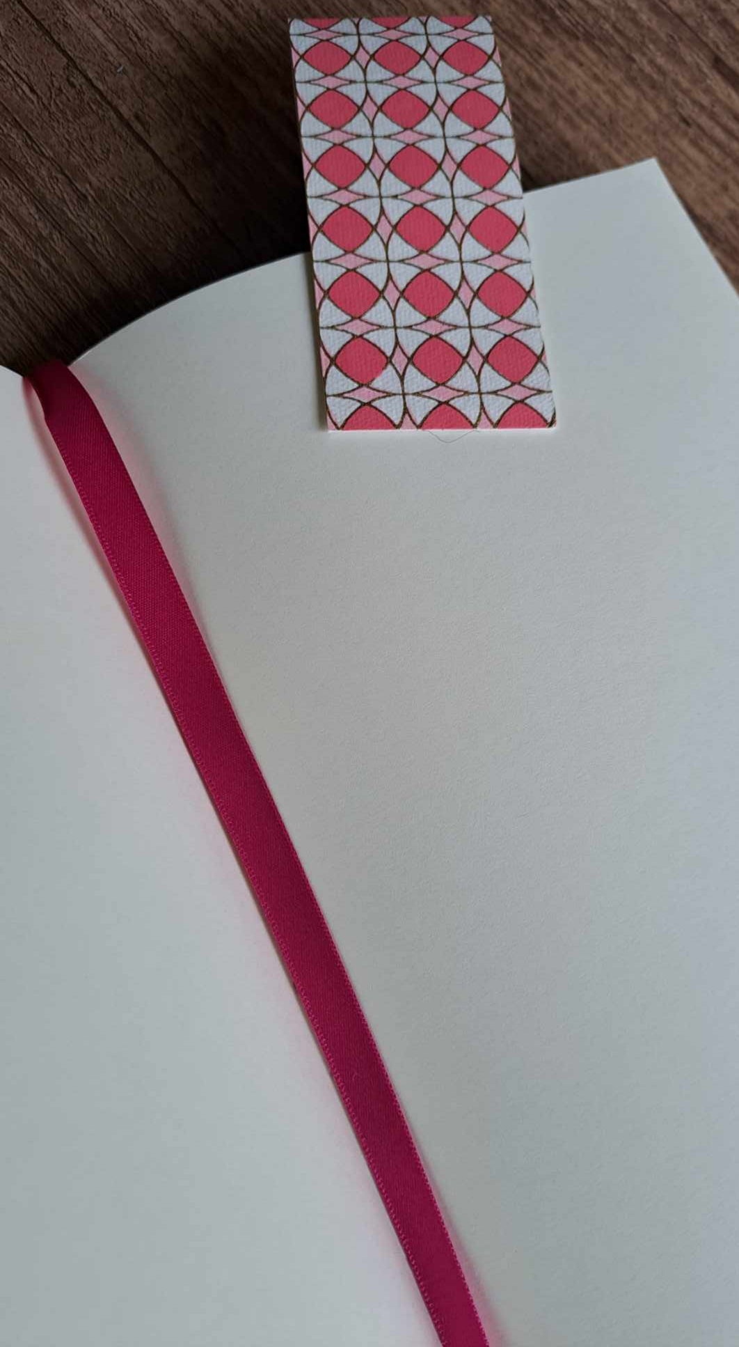 A5 Journal/Notebook (blank) - pink cloth bound with pink geometric design front cover