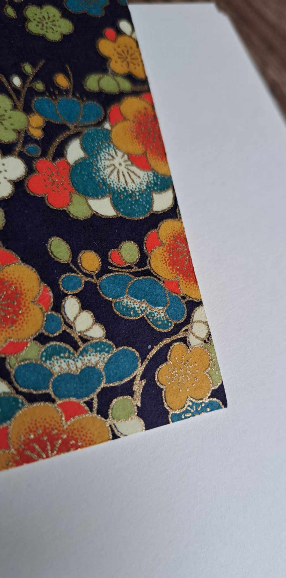 A5 Journal/Notebook (blank) - turquoise cloth bound with orange and blue blossom design front cover