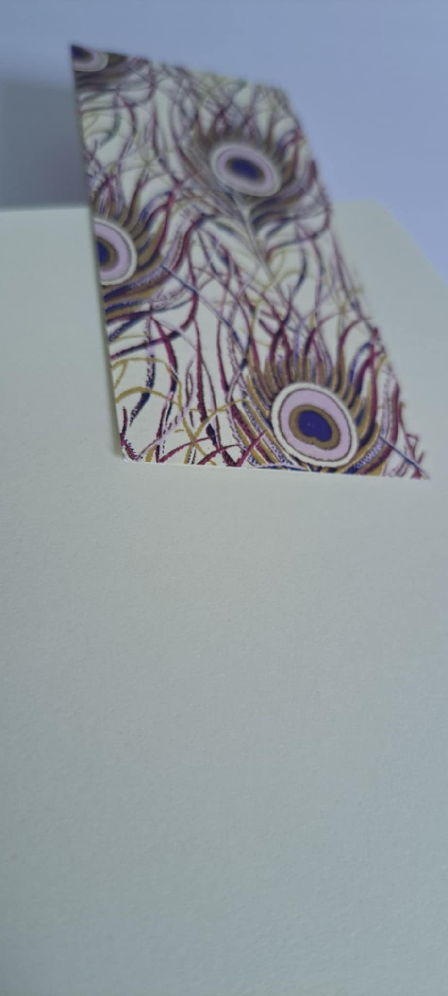 A5 Journal/Notebook (blank) - lilac purple cloth bound with gold peacock feather design front cover