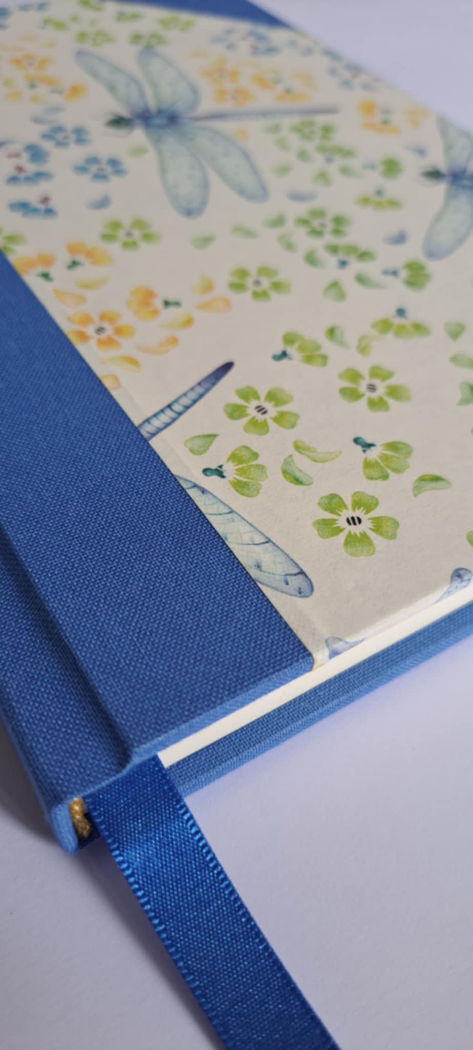A5 Journal/Notebook (blank) - blue cloth bound with blue dragonfly design front cover