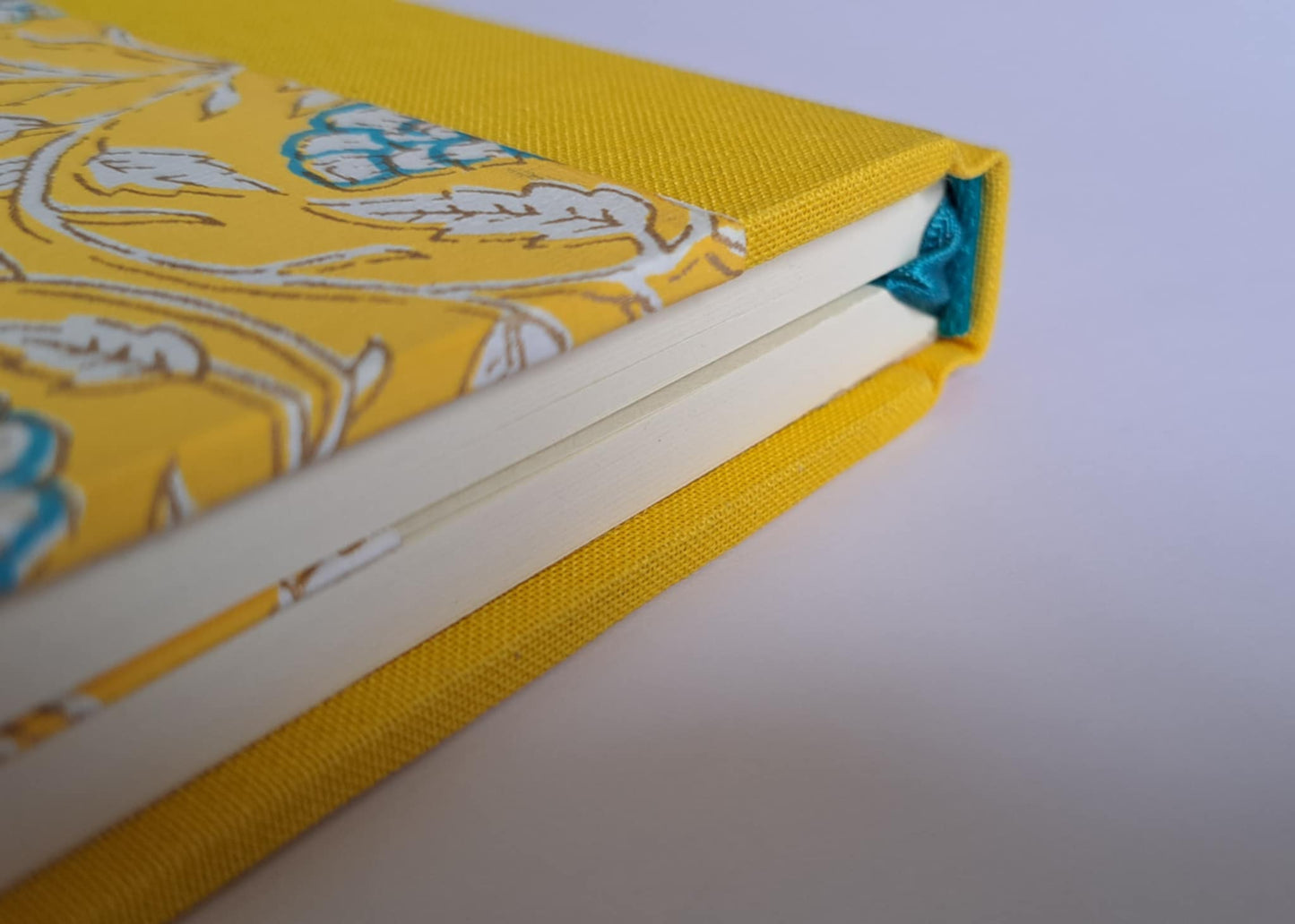 A5 Journal/Notebook (blank) - yellow cloth bound with floral design front cover
