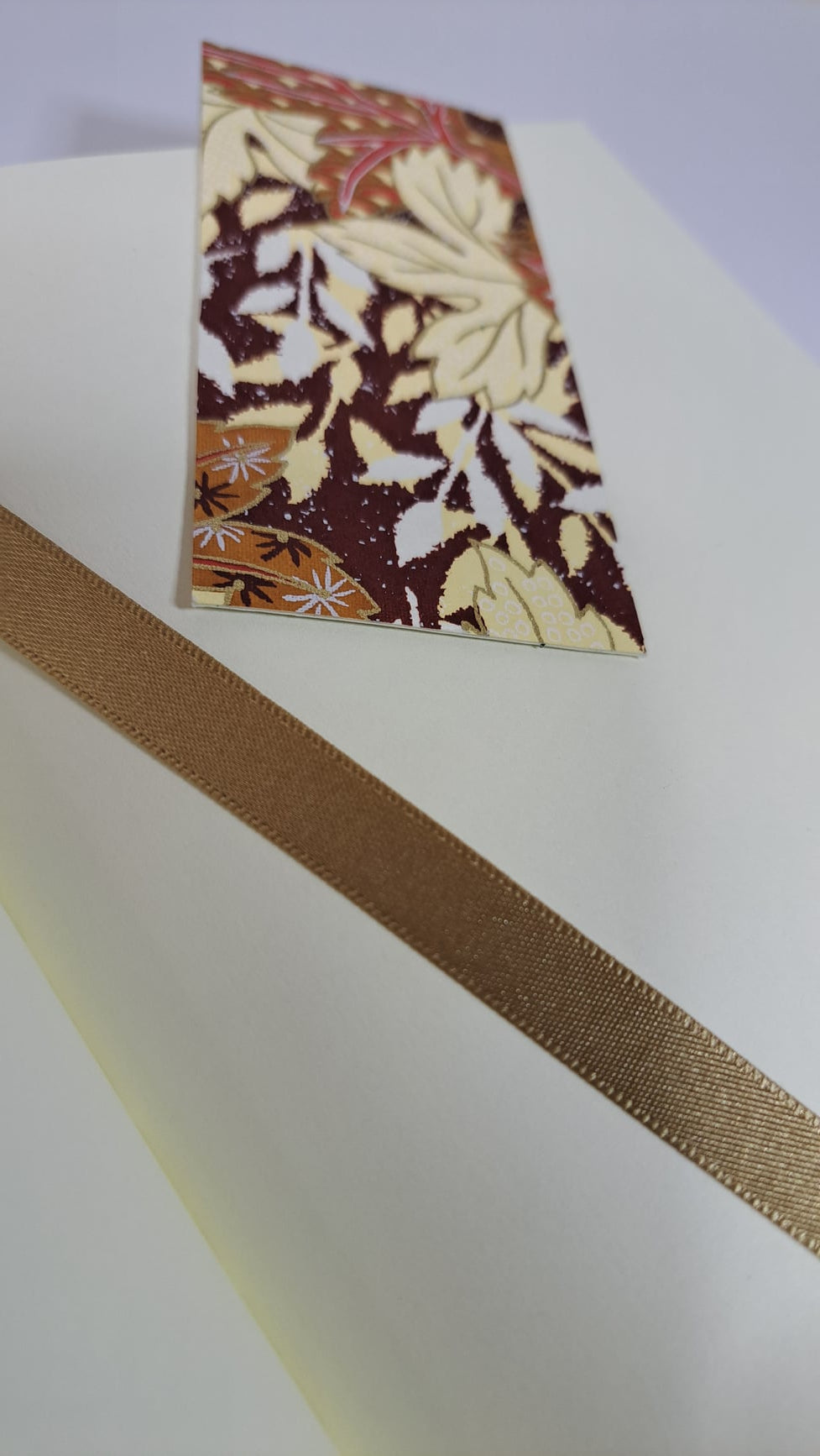 A5 Journal/Notebook (blank) - rust cloth bound with gold and cream floral design front cover