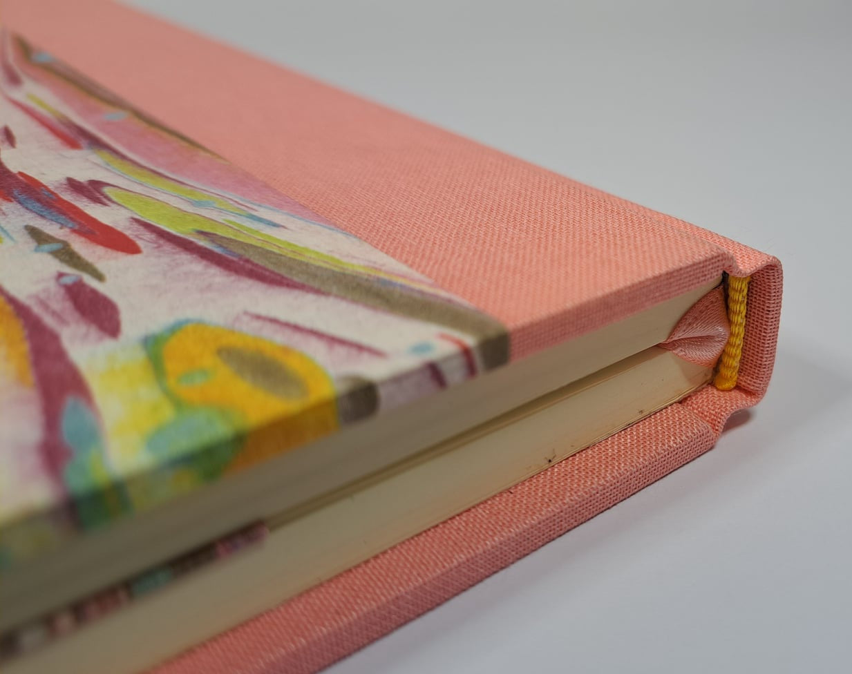 A5 Journal/Notebook (lined) - pink cloth bound with pink marble effect design front cover