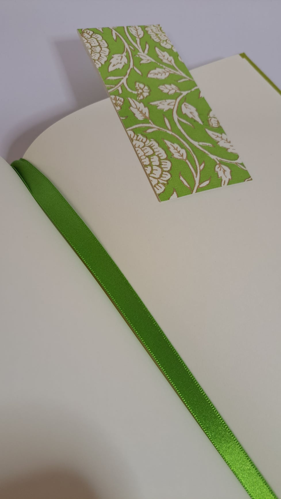 A5 Journal/Notebook (blank) - lime cloth bound with lime floral design front cover