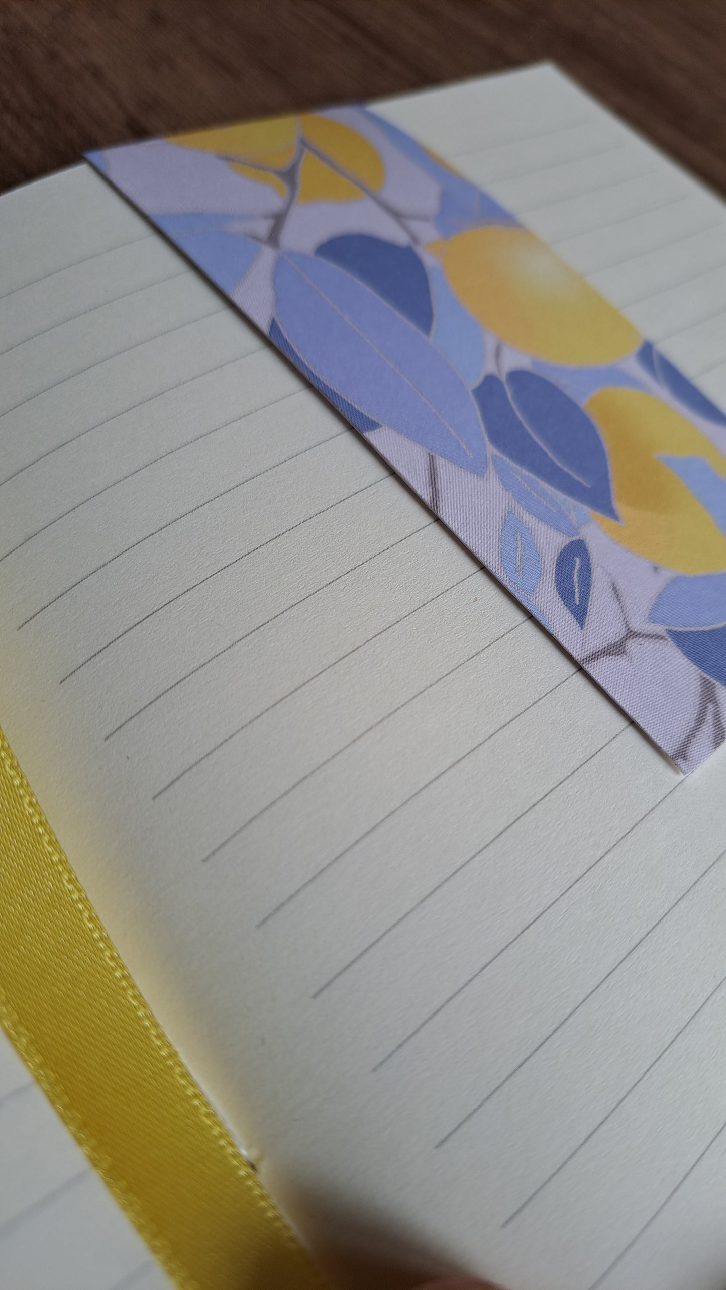 A5 Journal/Notebook (lined) - blue cloth bound with blue and yellow leaf design front cover